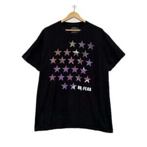 Vintage No Fear Star Print Graphic T-Shirt Mens Size XL Black Short Sleeve Tee